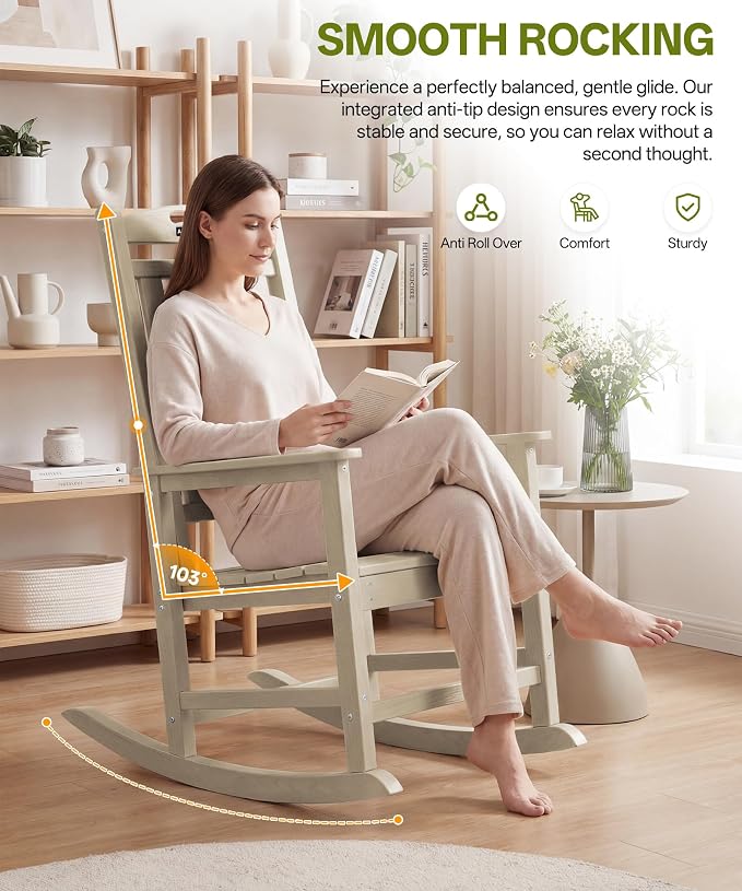 Outdoor Adirondack Rocking Chairs All-Weather HDPE Patio Rocker Chair - Image 4