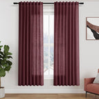 Burgundy Linen Curtains 72 Inch Length by Nanspring