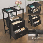 sthmec Nightstand with Charging Station, LED Night Stand Set 2, Bedside Table - Image 6