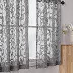 Furman Cafe Curtains 30 Inch Length 2 Panels Set, Elegant Geometric Jacquard by OWENIE