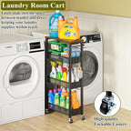 OKZEST Utility Slim Storage Cart, 4 Tier Small Rolling Kitchen Laundry Room Cart - Image 4