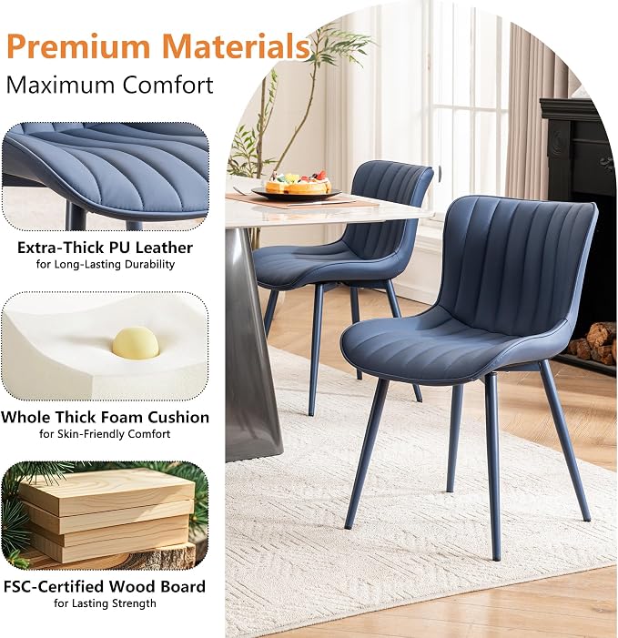 YOUNUOKE Mid-Century Modern Dining Chairs Set of 2, Armless Accent Chair - Image 6