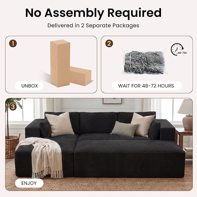 GRUSIGN 106" Oversized Sectional Boneless Sleeper Sofa Bed Couches - Image 4