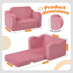 MeMoreCool Corduroy Pink Kids Chair, 2-in-1 Kids Couch Fold Out to Lounger - Image 3