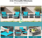Tangkula 5 Pieces Patio Conversation Set, PE Wicker Rattan Outdoor Furniture Set - Image 6