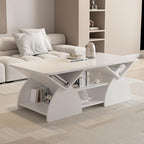 Modern White Coffee Table 47 in, Rectangular Living Room Table by Noeko