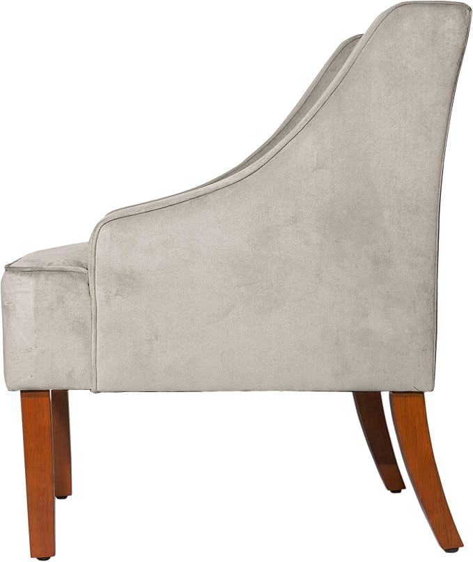 HomePop Swoop Arm Accent Chair, Velvet Grey - Image 6