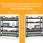 HCHQHS 5 Tier Bookshelf, Adjustable Industrial Bookcase, Vertical Tall Book - Image 4