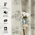 Yakamok 84 Inches Grey Floral Linen Textured Curtains - Image 2