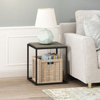 Furinno Moretti Cube Modern Stackable End Table Shelf, French Oak Grey - Image 2