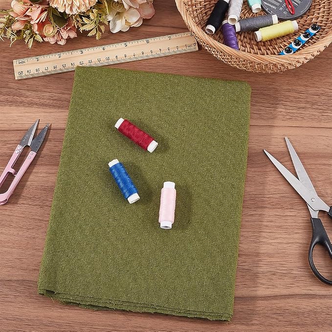 59.06 Inch Sage Green Linen Embroidery Fabric Needlework Cloth Soild Fabric - Image 4