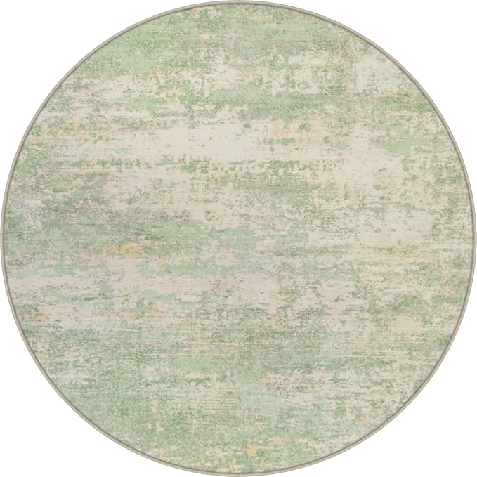 Round Area Rug Living Room: 4 ft Modern Washable Indoor Carpet | by FXRHLP