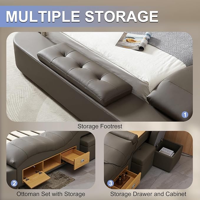 King Size Smart Multifunctional Bed Frame, Platform Bed - Image 7