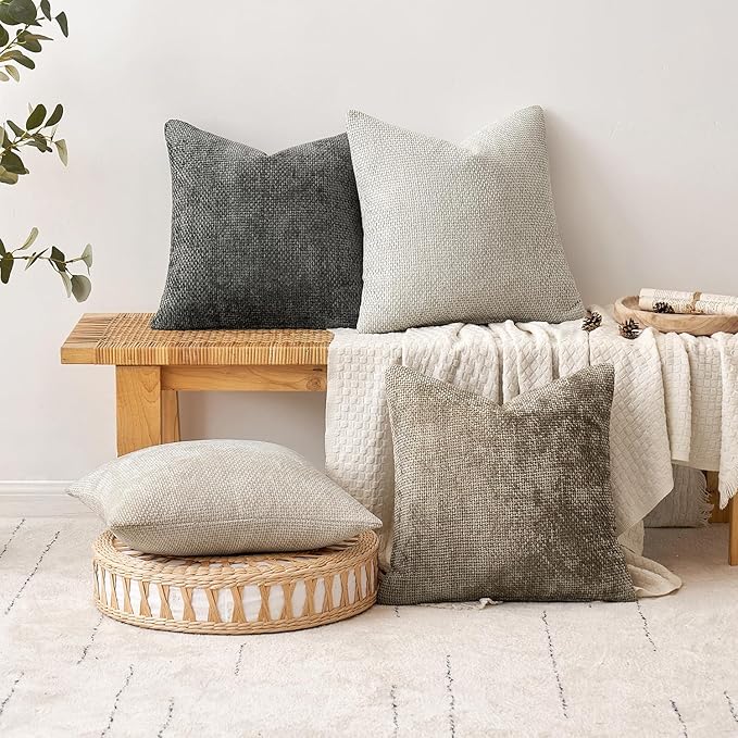 MIULEE Decorative Couch Throw Pillow Covers 20x20 Inch Grey-White 2 Pack | - Image 4
