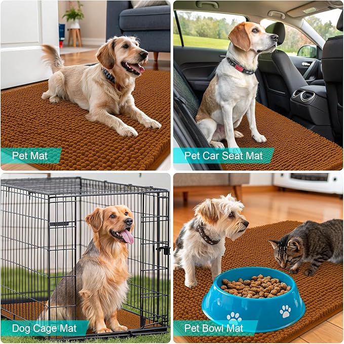 OLANLY Dog Door Mat for Muddy Paws 35x24, Super Absorbent Chenille Mud Mat | - Image 7