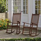 Flamaker Acacia Wood Patio Rocking Chair Set of 2, High Back and Widen Armrest - Image 7