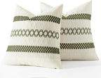 MIULEE Set of 2 Moss Green Boho Decorative Pillow Covers 20x20 Inch | Farmhouse - Image 7