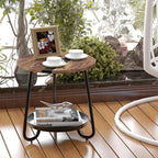 2 Tier Coffee Table in Living Room, Industrial Style Round Coffee Table - Image 4