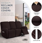 ANARACHON Leather Look Recliner Couch Cover, 8-Pieces Stretch Recliner Sofa - Image 4