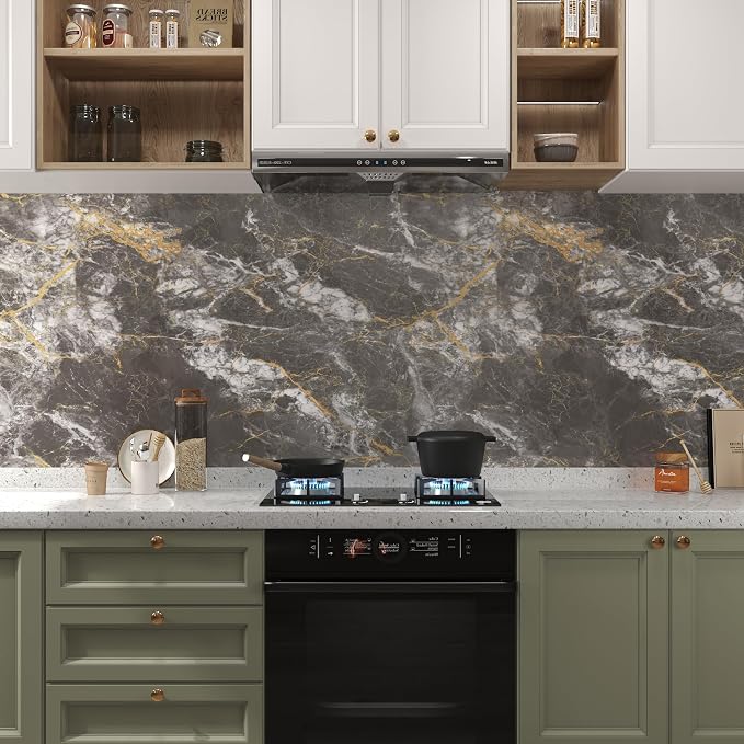 BAYYA Dark Grey/Gold Marble Contact Paper - Image 9