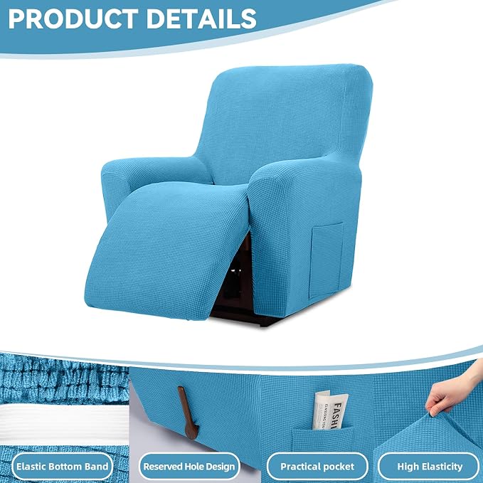 Cupuamon Recliner Chair Covers, Lazy Boy Recliner Covers Stretch Reclining - Image 4