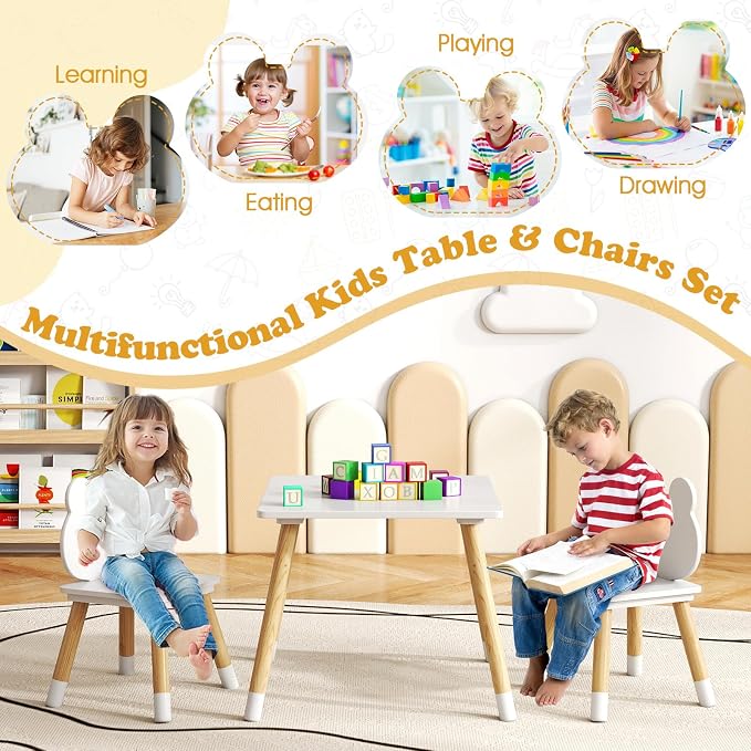 Costzon Kids Table and Chairs, Wooden Toddler Desk Set - Image 6