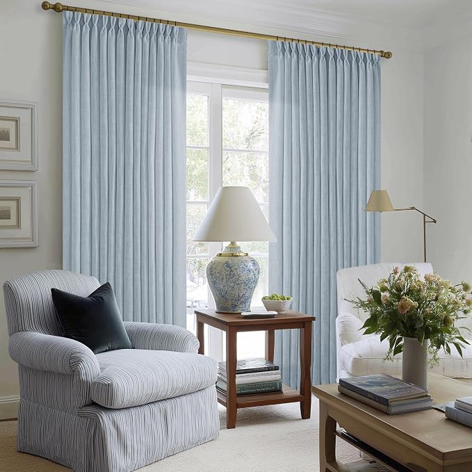 Light Blue Linen Curtains 102 Inches Long - Image 6