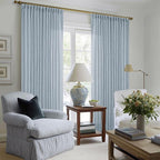 Dusty Blue 80 Inch Pinch Pleated Linen Curtains 2 Panels Set | Light Filtering - Image 7