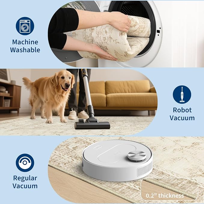 GarveeHome Vintage Beige Area Rug 9x12 - Image 6