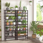 Homykic 6-Tier Bamboo Bookshelves and Bookcases, Adjustable 63.4”Tall Shallow - Image 5