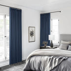 Navy Pinch Pleated 100% Blackout Linen Curtains - Image 9