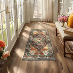 Yamaziot Washable Runner Rug, 2x4 Non-Slip Boho Vintage Hallway Kitchen Rug | - Image 6