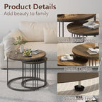 Garden 4 you Nesting Coffee Table, 23.6" Round Coffee Table Set of 2, Wooden - Image 6