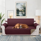 Reversible Oversized Sofa Covers, XL Sofa, Burgundy/Camel | Couch Cover - Image 2