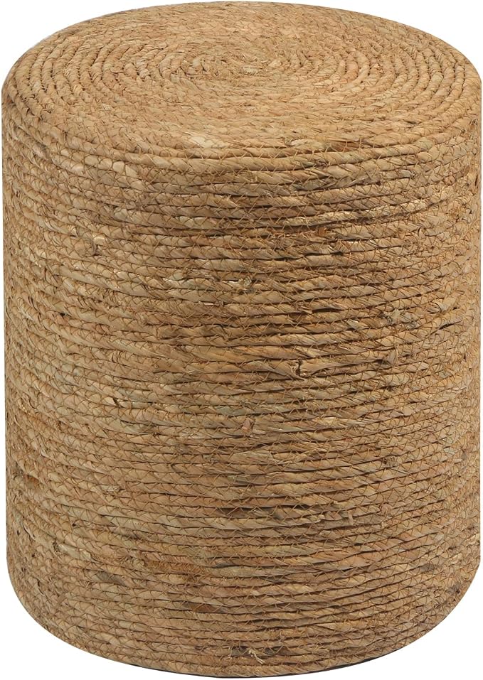 Wimarsbon Natural Seagrass Foot Stool, Hand Weaving Round Ottoman, by Wimarsbon