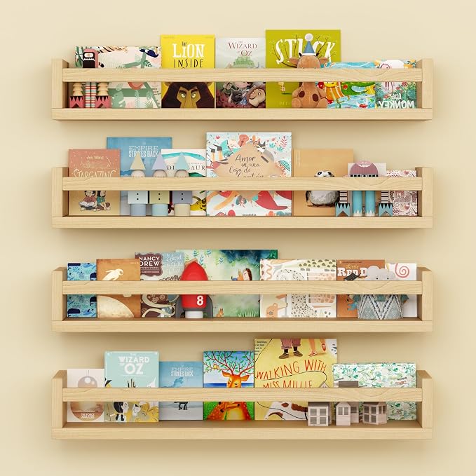 Onlysky Set of 4 Wall-Mounted Kid's Bookshelf by Onlysky