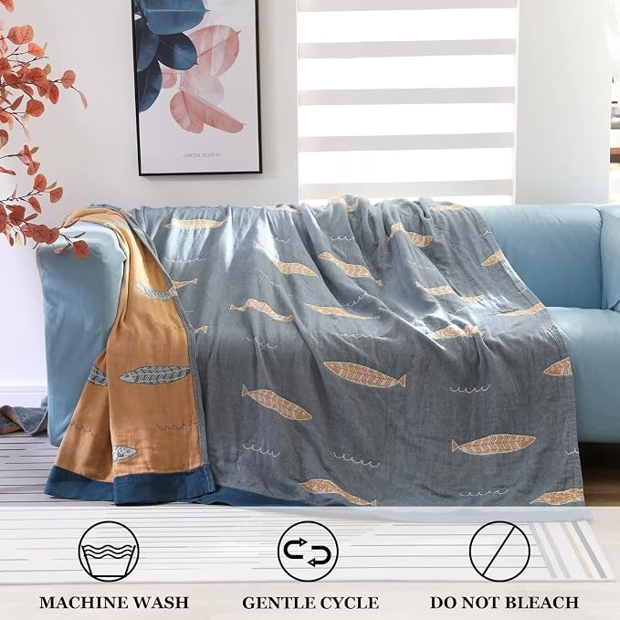 LUTBM Boho Throw Blanket for Bed 100% Cotton Ultra Soft Rustic Quilt Summer - Image 4