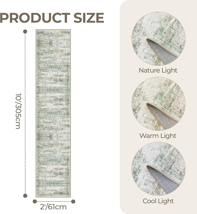 2x10 Runner Rug Non Slip, Washable Hallway Runner Rug, Laundry Room, Soft - Image 2