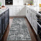 Aelenmu Runner Rugs for Hallways Kitchen 2.6x8 Non Slip Washable Black Grey | - Image 3