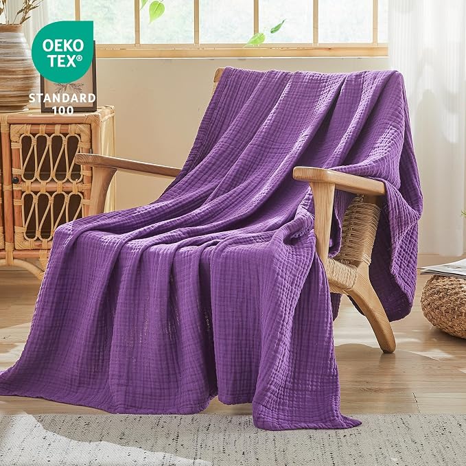 EMME Muslin Blankets for Adults Throw Blanket for Couch Breathable Gauze Soft - Image 4