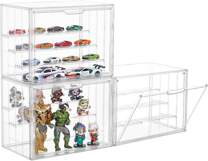 3 Pack Display Case for Collectibles 4 Layer Updated Adjustable Acrylic Display by LXLXXL