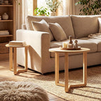 Giantex Round Nesting Coffee Table Set of 2, Wood Nesting End Tables - Image 8