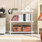 HCHQHS Bookshelf, 3-Tier Industrial Bookcase, Freestanding Horizontal - Image 7