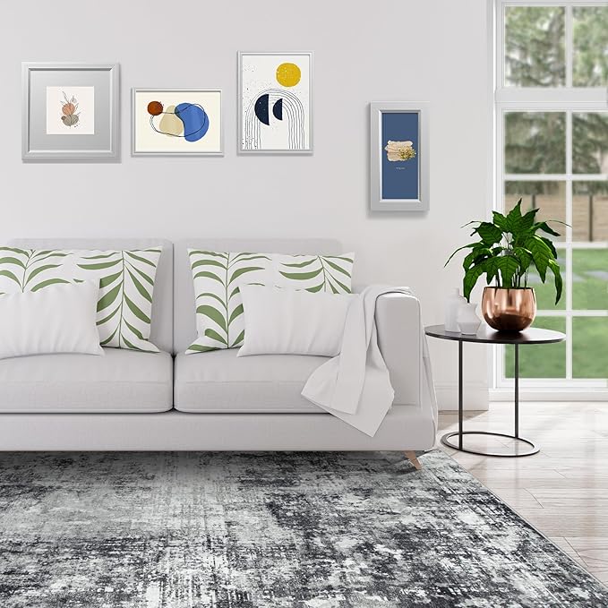 8x10 Area Rugs for Living Room Bedroom Dining Room Washable Black Grey | Soft - Image 3