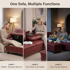 97.5" L Shaped Couch Set Leather, Modular Sectional Couches - Image 6