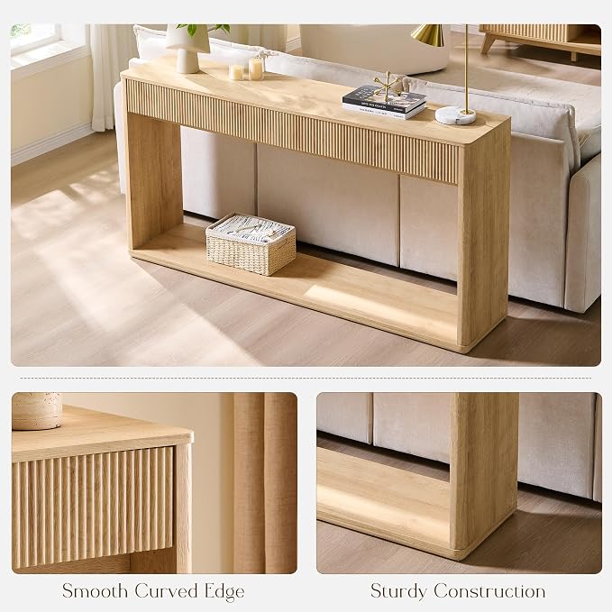 OKD 63" Fluted Console Table for Entryway, Modern Entryway Table - Image 4