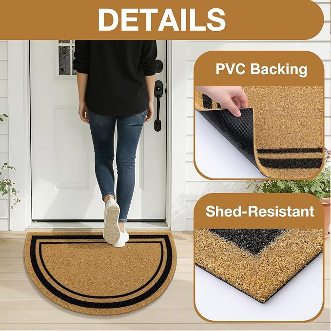 OLANLY Half Circle Front Door Mat, Low Profile Doormat, Stain and Fade Resistant - Image 4