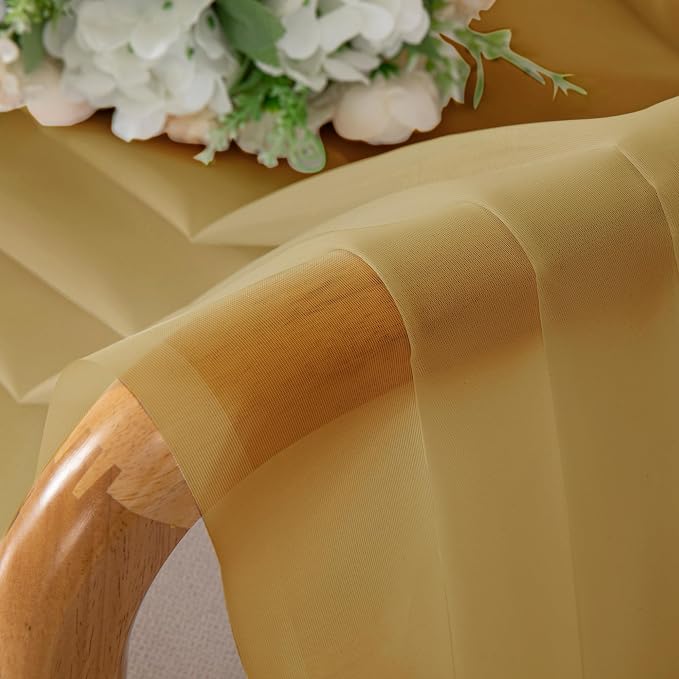 Gold Sheer Curtains 72 Inches Long 2 Panels - Image 5