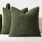 Faux Fur Throw Pillow Covers 20x20 Inch Set of 2 Boucle Neutral Decorative by Woaboy