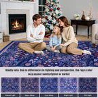 PLHXFR 2.6x10 Washable Runner Rug：Floral Indoor Kitchen Soft Carpet Blue | - Image 9